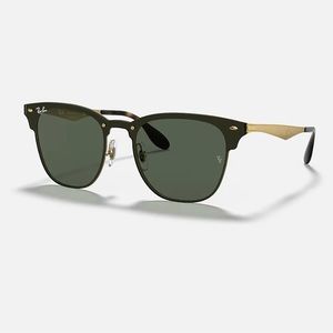 RayBan Blaze Clubmaster (Green Classic Lens and Gold Frame)